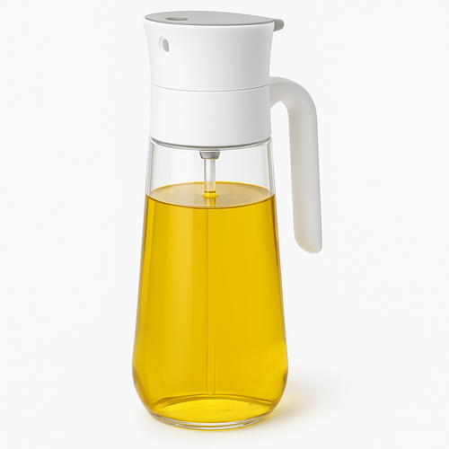 2-in-1 Oil Dispenser Oil Spray Bottle Glass Olive Oil Mister for Air Fryer, BBQ, Salad Dressing & Cooking Oil Control for Healthy Eating (550 ML)