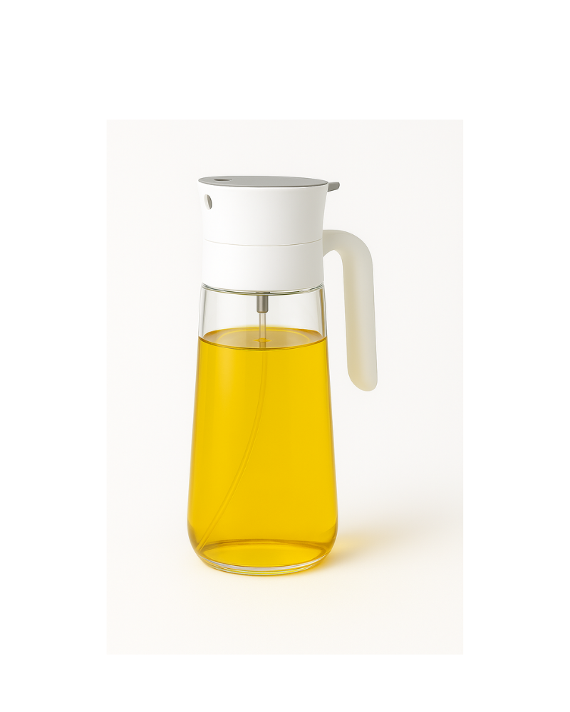 2-in-1 Oil Spray Bottle Oil Dispenser Glass Olive Oil Spray Mister for Cooking Air Fryer, BBQ, Salad Dressing, Oil Control for Healthy Eating Kitchen Appliances (300ml)