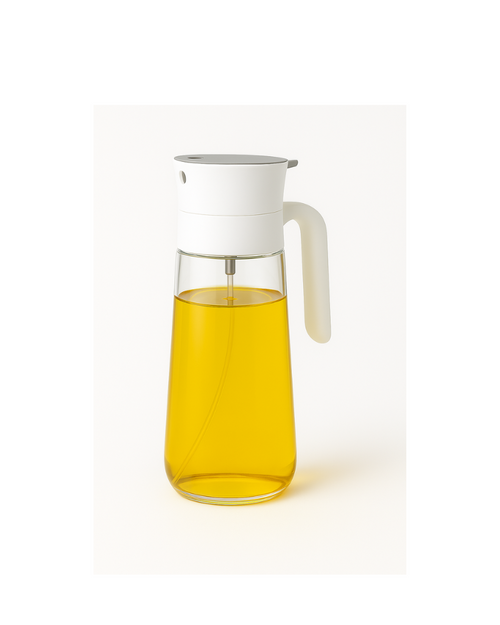 2-in-1 Oil Spray Bottle Oil Dispenser Glass Olive Oil Spray Mister for Cooking Air Fryer, BBQ, Salad Dressing, Oil Control for Healthy Eating Kitchen Appliances (300ml)